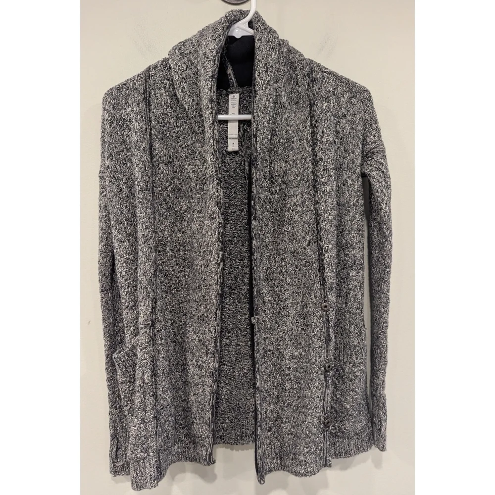 Lululemon Post Practice Knit Cardigan In Ghost Black Size 2